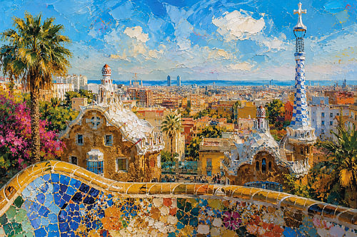 A painting of Barcelona, Spain – A beautiful city in Europe.