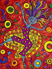 Malerei Bunter Tanz | Feuriger Tanz der Freude von ARTEO Gemälde