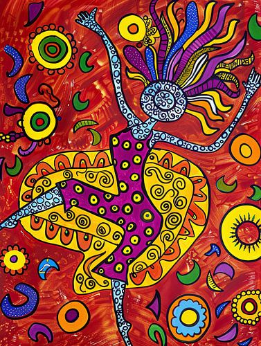 Malerei Bunter Tanz | Feuriger Tanz der Freude