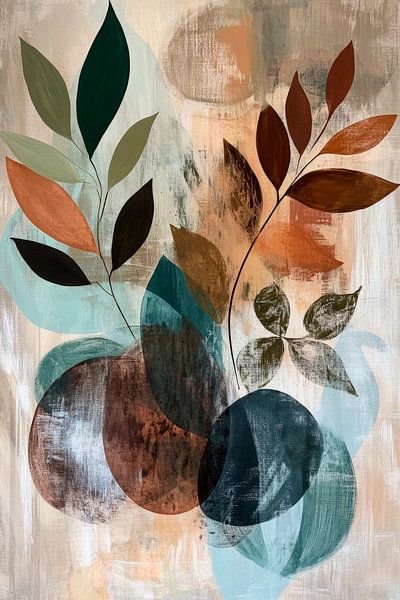 Abstrakte Pflanzenkomposition in Erdtönen von Poster Art Shop