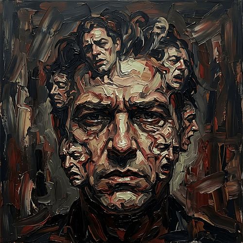 The Many Within: Neo-Expressionist Surreal Face Portrait