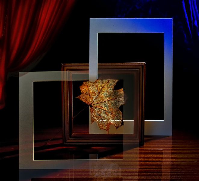 Autumn maple leaf in the interior. by Mykhailo Sherman