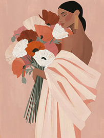 Frau mit Blumen von Art in color