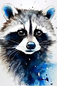 Watercolour of a raccoon by Christian Ovís