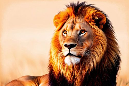 Majestueuze leeuw met gouden manen