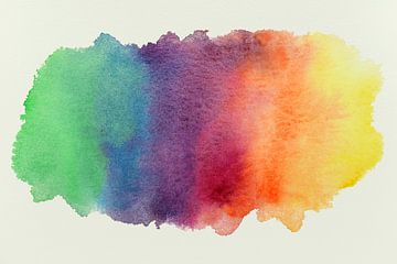 Farbfleck in Regenbogenfarben (fröhliche abstrakte Aquarellmalerei Fahne lhtbi Kinderzimmer Spritzer von Natalie Bruns