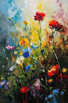 Vibrant Garden | Abstract Flowers by Blikvanger Schilderijen