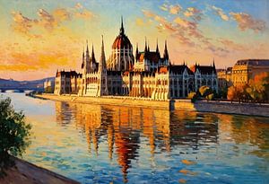 Parlamentsgebäude an der Donau, Budapest Landschaft