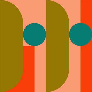 Funky Retro geometrische 6. Moderne abstrakte Kunst in hellen Farben. von Dina Dankers