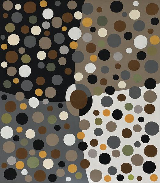 Equilibrium - Contemporary Neutral Polka Dot Painting by Marina Kozyr
