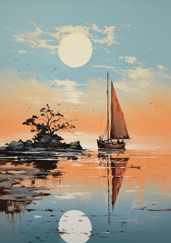 Sailboat Sea Ocean Nautical Maritime Sailing Poster