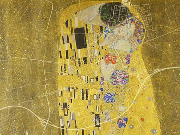 Kaart van Etten-Leur met de Kus van Gustav Klimt van Map Art Studio