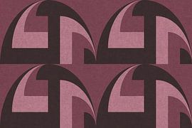 Geometrisches Retro-Muster. Bauhaus-Stil. Formen in Lila, Braun, Rosa. von Dina Dankers