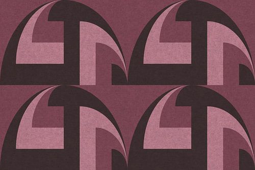 Retro geometrisch patroon. Bauhaus stijl. Vormen in paars, bruin, roze.