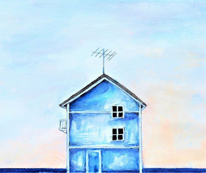 Das einsame blaue Haus in Portugal. von Ineke de Rijk