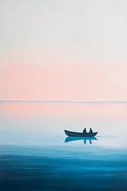 Calm boat trip in pastel-coloured water by Poster Art Shop