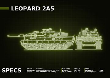Leopard 2A5 Main Battle Tank Blueprint Gift Neon by Maldure -