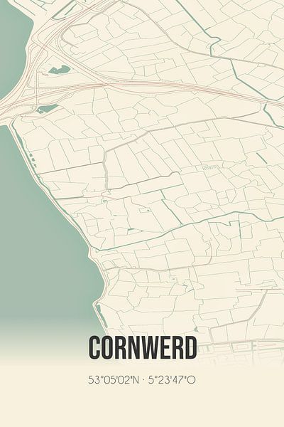 Alte Karte von Cornwerd (Fryslan) von Ortsdrucke