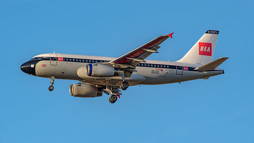 British Airways 100 years: Airbus A319 in BEA livery.