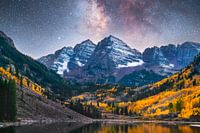 Maroon Bells Colorado en Melkweg Sterrennacht