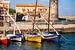 Kirche und Hafen mit Segelbooten in Collioure an der Cote Vermeille i von Dieter Walther