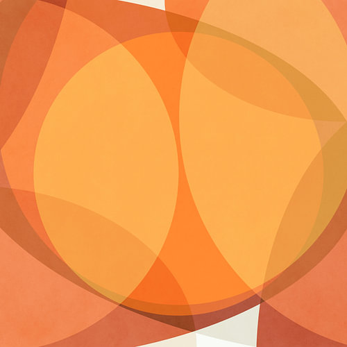 Moderne abstracte vormen van de zon in oker, oranje en goud