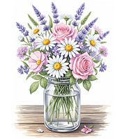 Wildflower Bouquet in Glass Jar – Floral Wall Art Print