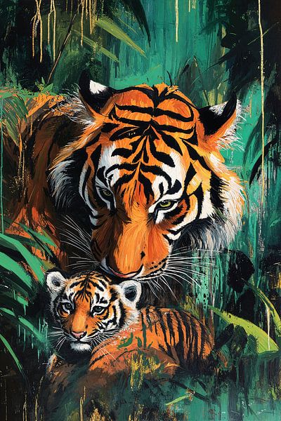 Tiger mit Jungtier im Dschungel von Imperial Art House