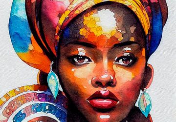 Schilderij van een Afrikaanse vrouw Illustratie van Animaflora PicsStock
