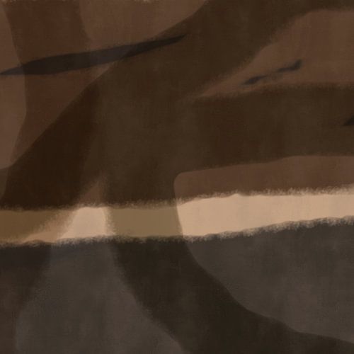 Moderne abstracte kunst. Vormen en lijnen in warm bruin.