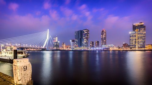 Cityscape Pier and Erasmus Bridge Rotterdam