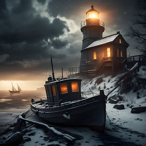 Fishing boat in winter