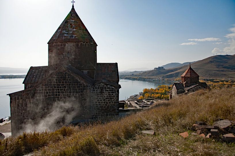 Armenian churches on the border of Lake Sevan by Anne Hana