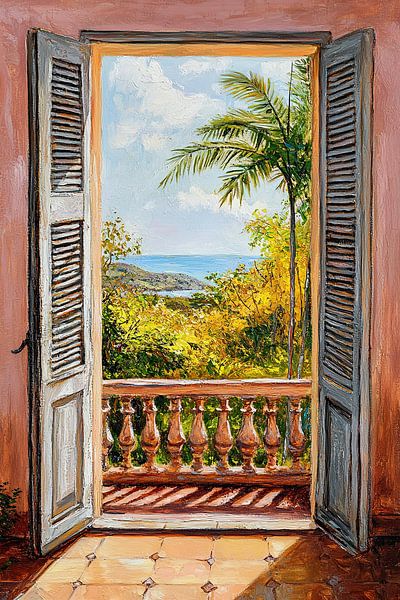 Sea view | Tropical view from window by Eye catching paintings