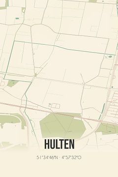 Vintage map of Hulten (North Brabant) by Rezona