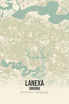 Vintage landkaart van Lanexa (Virginia), USA. van MijnStadsPoster