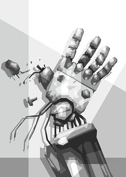 Schwarz Weiß Hand Roboter Popart Cartoon von Rizky Dwi Aprianda