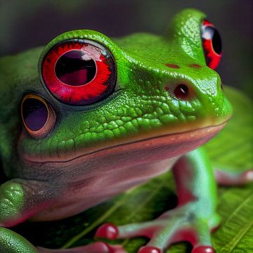 Grenouille verte aux yeux rouges Illustration 05 sur Animaflora PicsStock