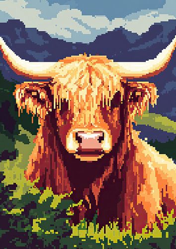 Schots Hooglanders vee - Pixel Art