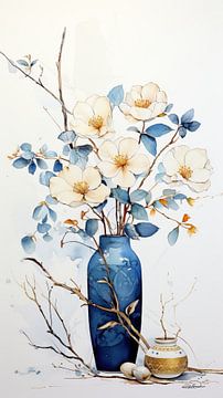fleurs séchées dans un vase Kintsugi sur Gelissen Artworks