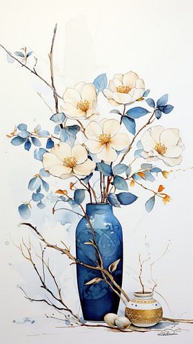 gedroogde bloemen in een Kintsugi vaas
