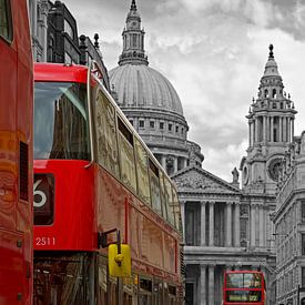 Buses in front of St. Paul's Cathedral in London by Anton de Zeeuw