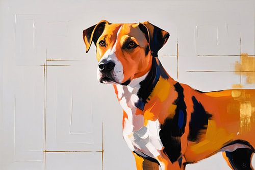 Moderne hond abstract schilderij