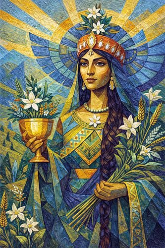 Ameretat Perzische Godin schilderij.