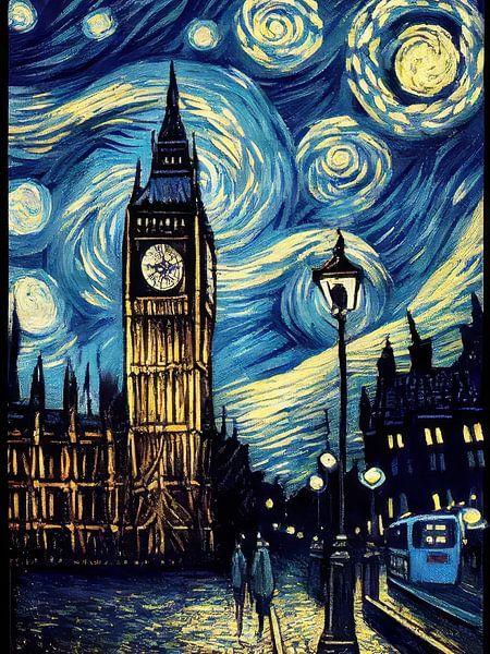 Big Ben bei Nacht Stil Vincent van Gogh von TOAN TRAN