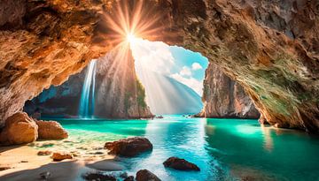 Grotte avec rayons de soleil sur Mustafa Kurnaz