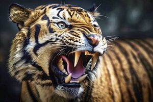 Tiger with huge fangs by Frank Heinz