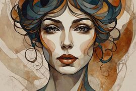 Frau im Art-déco-Stil von Art & Soul Creations