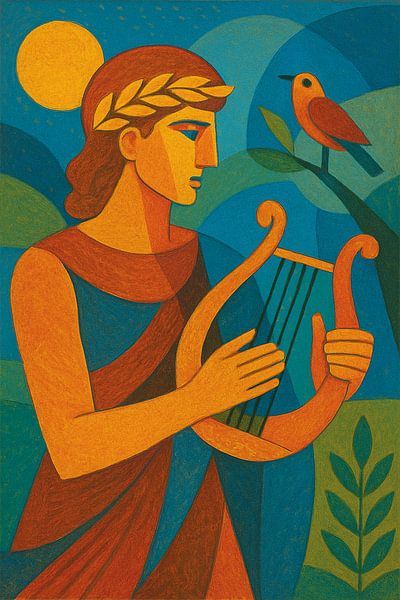 Eine geometrische Illustration des Gottes Apollo. von Galerie Hoppenbrouwers