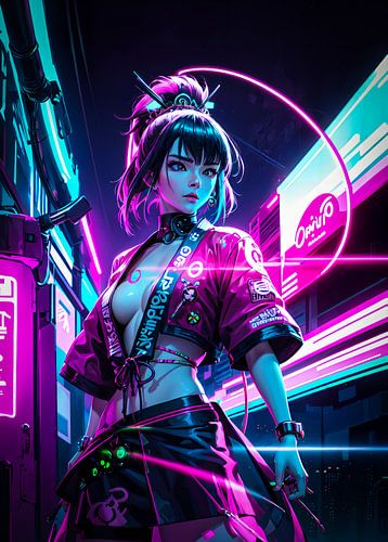 Cyberpunk Style Anime Mädchen Japan